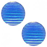 Basic cabochon 20mm stripe Capri blue holographic